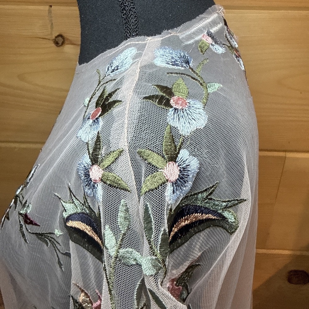 Zara Top Womens M Sheer Floral Boho Whimsical Cottagecore Romantic Fairycore - Picture 11 of 16